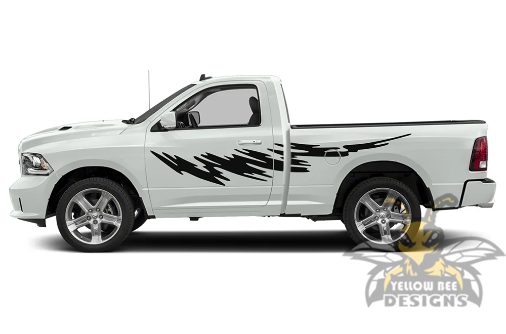 Side Strike Graphics Vinyl Decals Compatible with Dodge Ram Regular Cab 1500 - Image 2