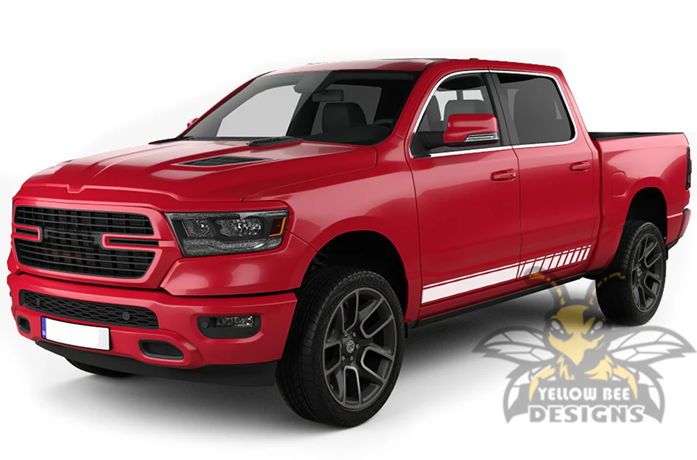 Side Stripes Graphics Kit Vinyl Decal Compatible with Dodge Ram Crew Cab 1500 - Image 3