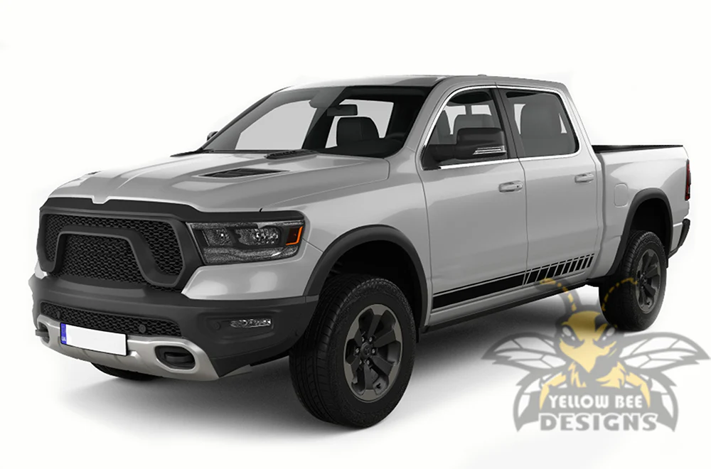 Side Stripes Graphics Kit Vinyl Decal Compatible with Dodge Ram Crew Cab 1500 - Image 4