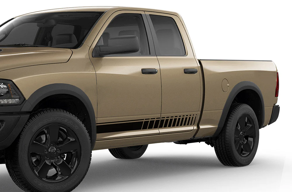 Side Stripes Graphics Kit Vinyl Decals Compatible with Dodge Ram 1500 Quad Cab