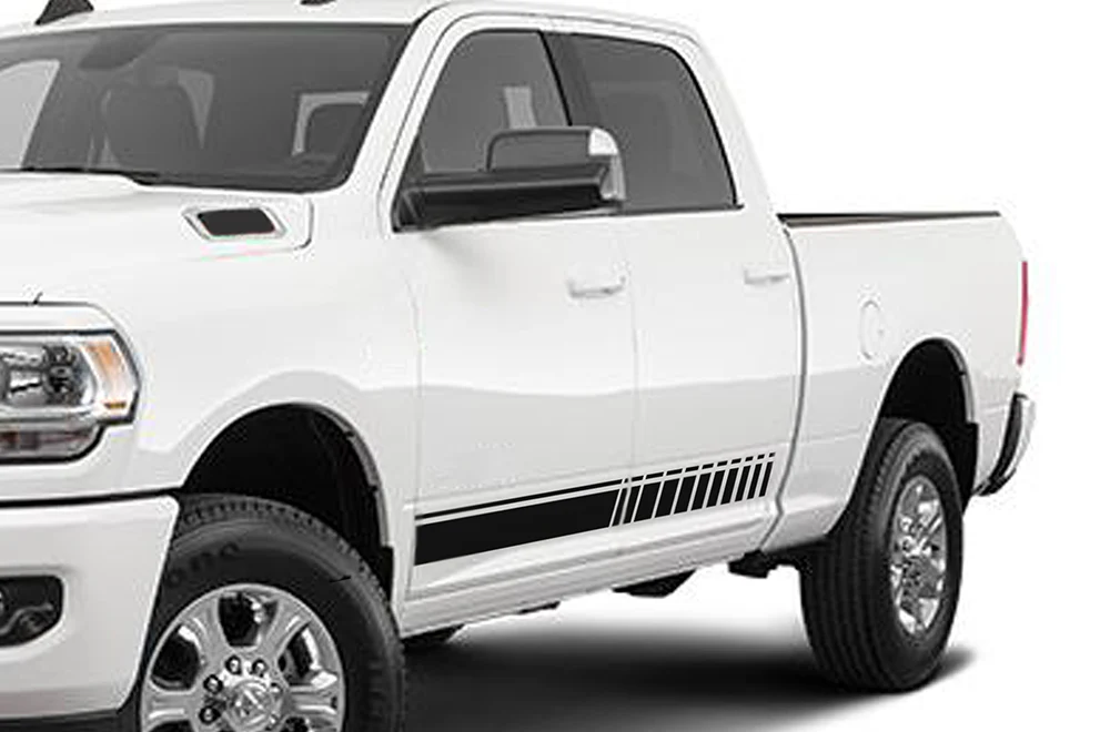 Side Stripes Graphics Vinyl Decal Compatible with Dodge Ram Crew Cab 3500 Bed 6'4”