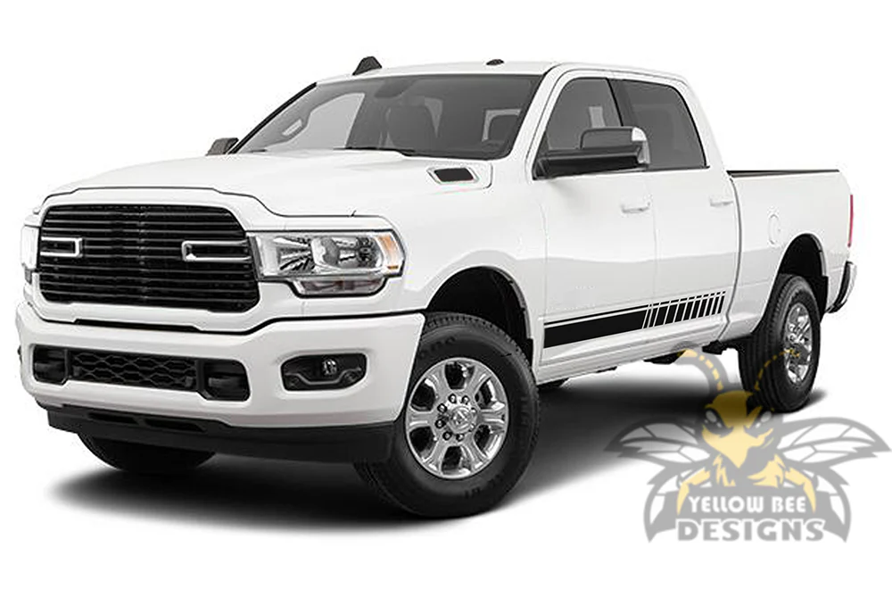 Side Stripes Graphics Vinyl Decal Compatible with Dodge Ram Crew Cab 3500 Bed 6'4” - Image 2