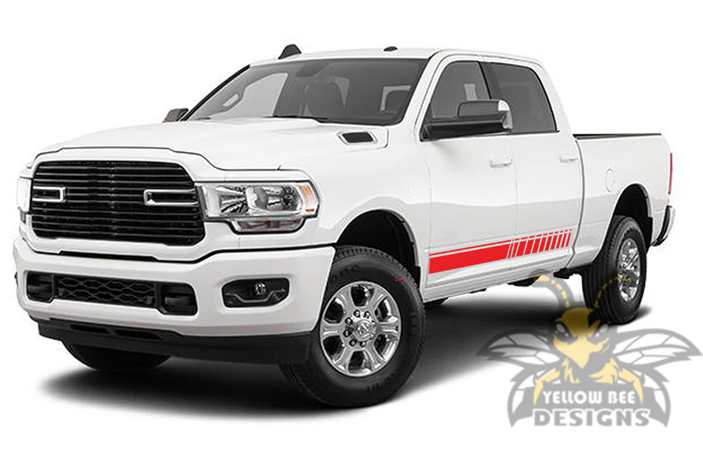 Side Stripes Graphics Vinyl Decal Compatible with Dodge Ram Crew Cab 3500 Bed 6'4” - Image 3