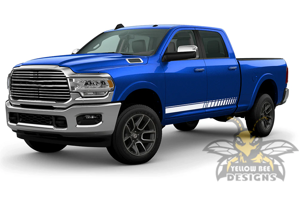 Side Stripes Graphics Vinyl Decal Compatible with Dodge Ram Crew Cab 3500 Bed 6'4” - Image 4