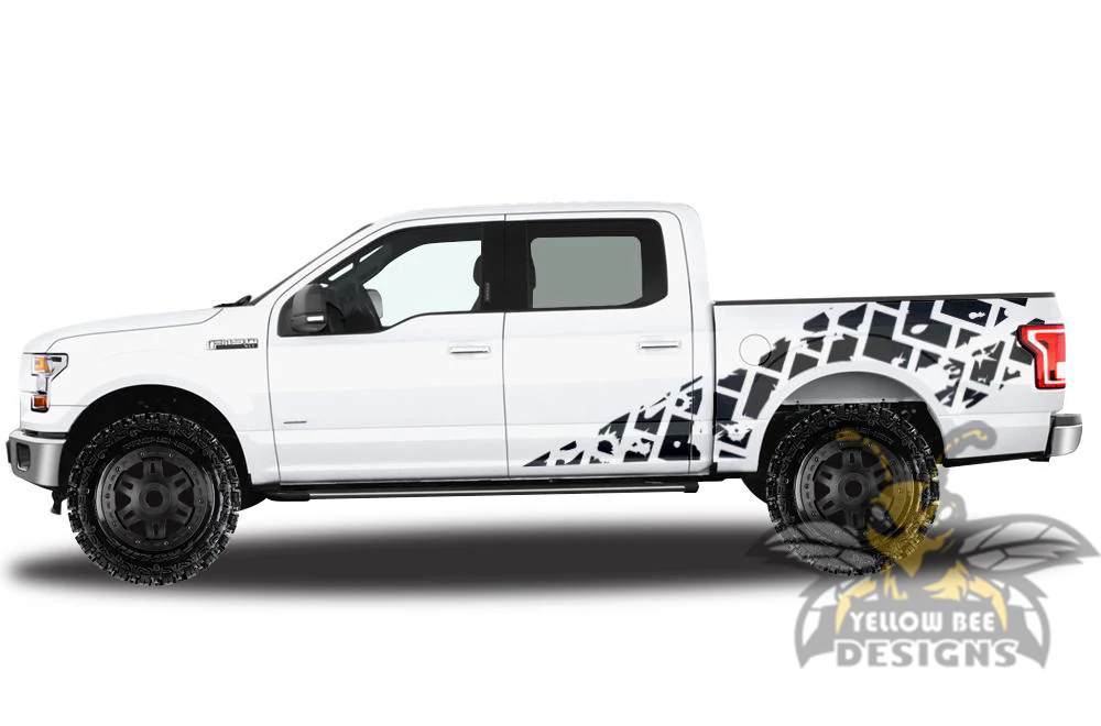 Side Tire Tracks Stripes Graphics Vinyl Decals Compatible with Ford F150 Super Crew Cab 5.5'' - Image 2