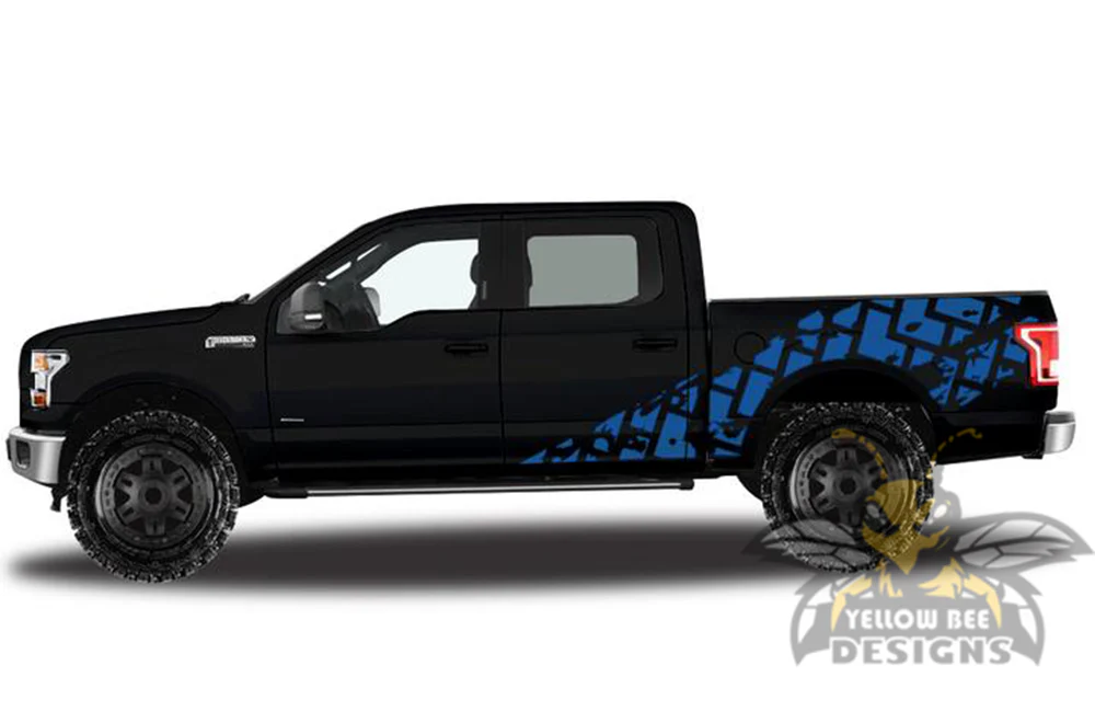 Side Tire Tracks Stripes Graphics Vinyl Decals Compatible with Ford F150 Super Crew Cab 5.5'' - Image 3