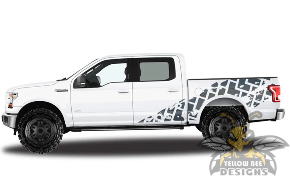 Side Tire Tracks Stripes Graphics Vinyl Decals Compatible with Ford F150 Super Crew Cab 5.5'' - Image 4