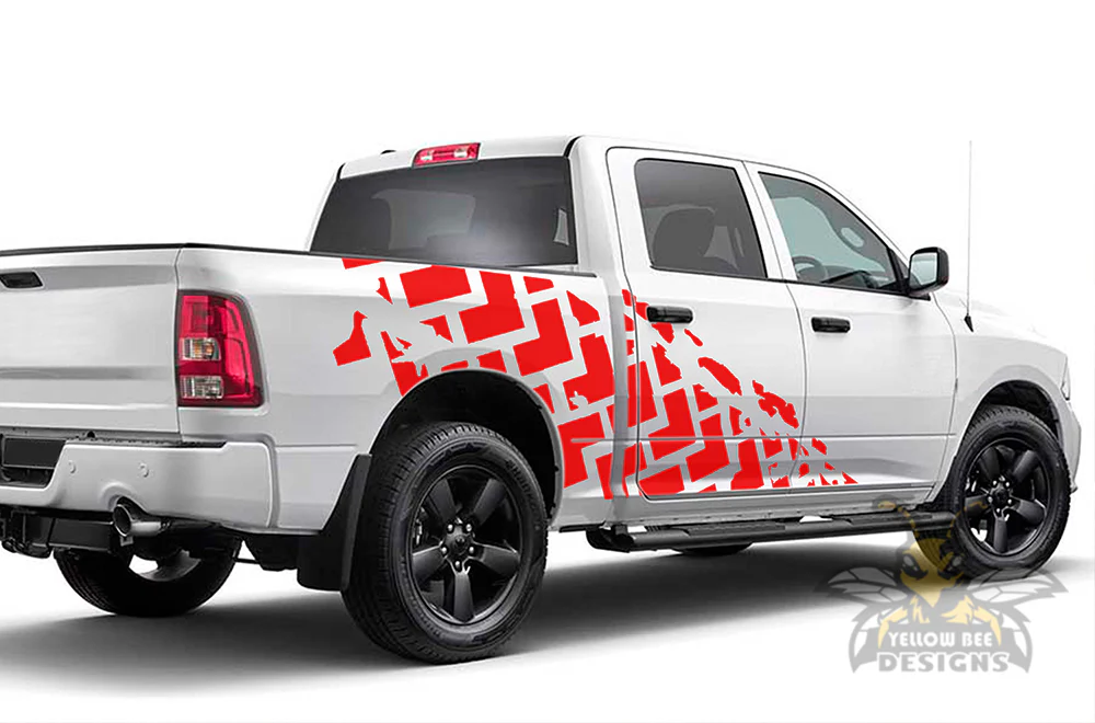 Side Tire Trucks Graphics Vinyl Decals Compatible with Dodge Ram Crew Cab 1500 - Image 2