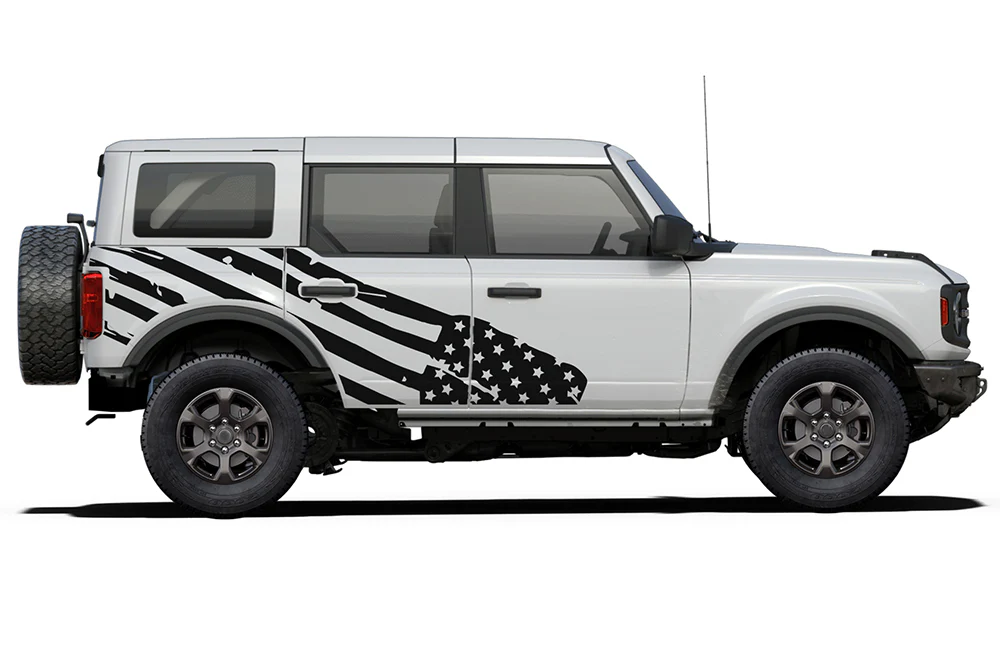 Side US Flag Graphics Vinyl Decals Compatible with Ford Bronco