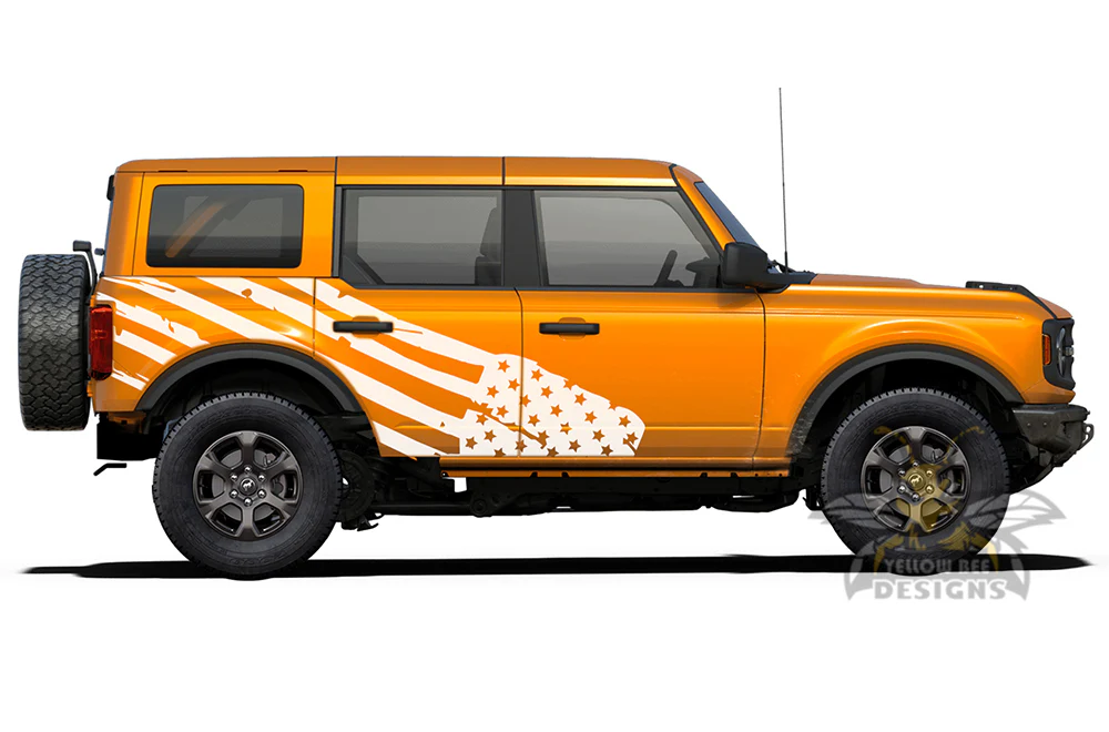 Side US Flag Graphics Vinyl Decals Compatible with Ford Bronco - Image 3