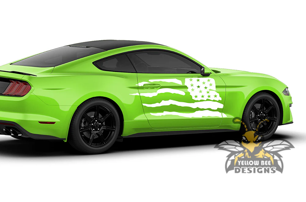 Side USA Flag Decals Graphics Vinyl Decals Compatible with Ford Mustang - Image 2