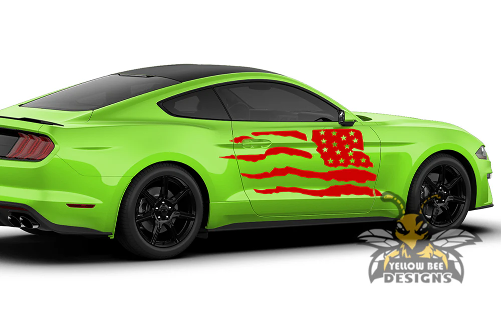 Side USA Flag Decals Graphics Vinyl Decals Compatible with Ford Mustang - Image 3