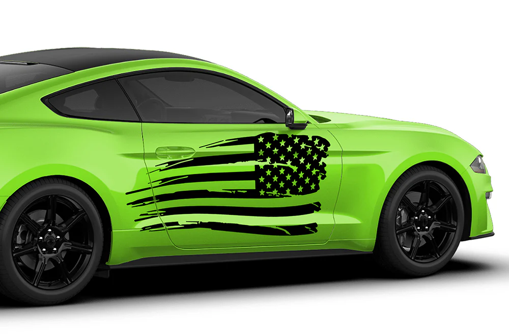 Side USA Flag Decals Graphics Vinyl Stickers Compatible with Ford Mustang