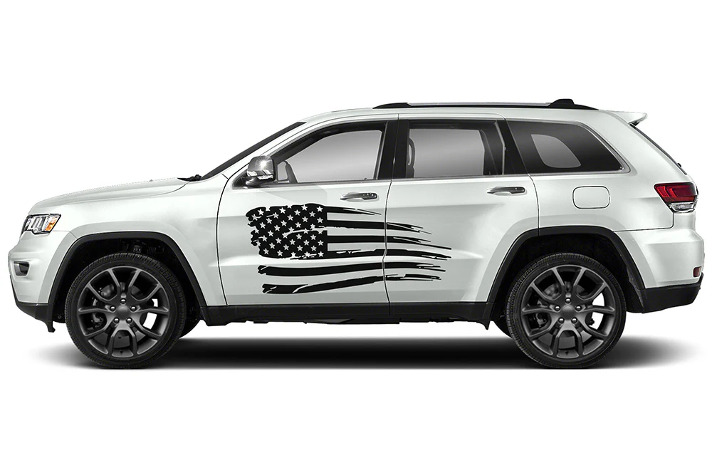 Side USA Flag Graphics Vinyl Decals Compatible with Grand Cherokee