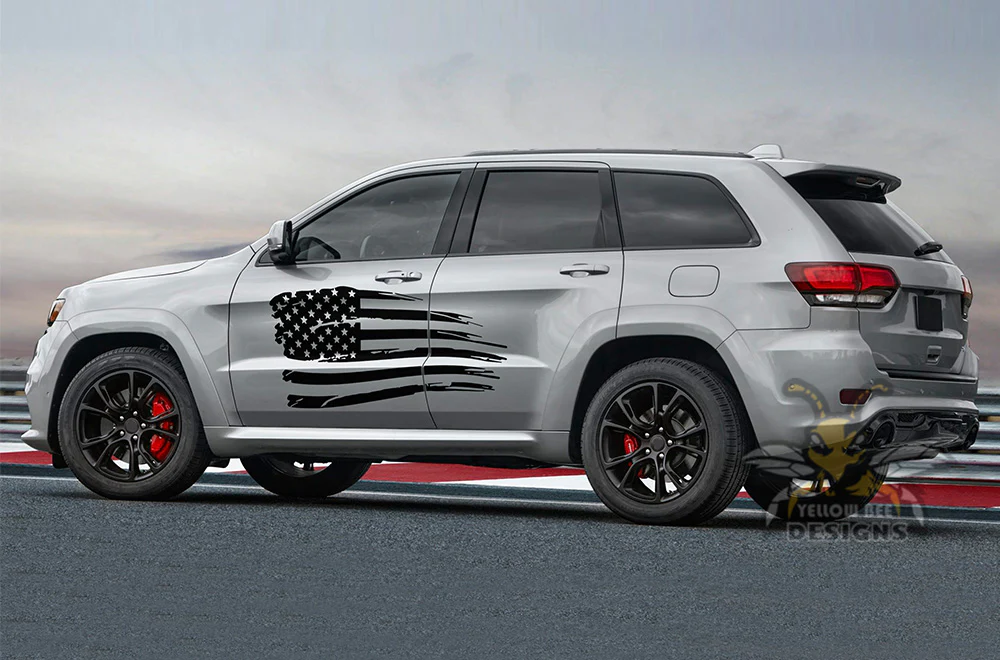 Side USA Flag Graphics Vinyl Decals Compatible with Grand Cherokee - Image 2