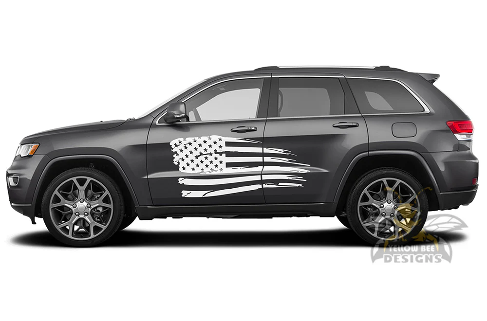 Side USA Flag Graphics Vinyl Decals Compatible with Grand Cherokee - Image 3