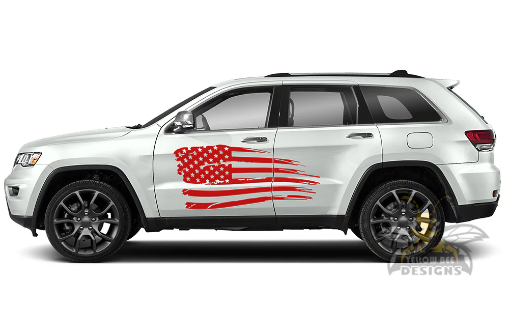 Side USA Flag Graphics Vinyl Decals Compatible with Grand Cherokee - Image 4