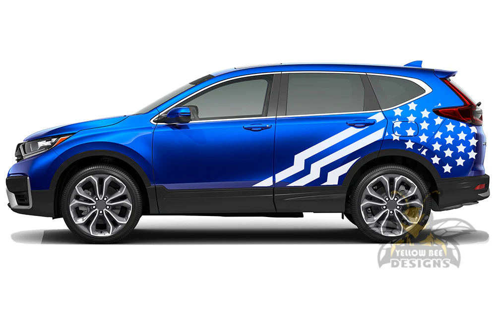 Side USA Flag Graphics Vinyl Decals Compatible with Honda CR-V - Image 2