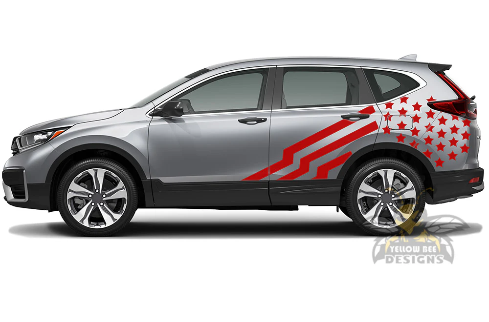 Side USA Flag Graphics Vinyl Decals Compatible with Honda CR-V - Image 3
