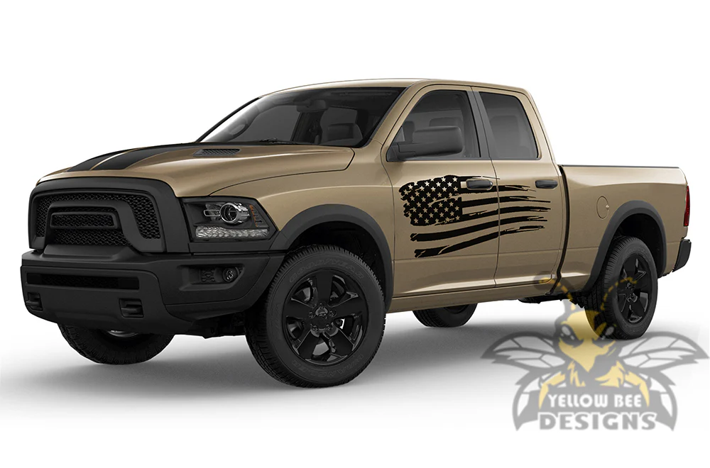 Side USA Stickers Graphics Kit Vinyl Decals Compatible with Dodge Ram 1500 Quad Cab - Image 2