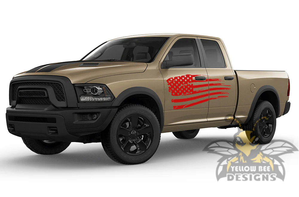 Side USA Stickers Graphics Kit Vinyl Decals Compatible with Dodge Ram 1500 Quad Cab - Image 3