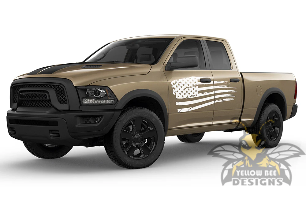 Side USA Stickers Graphics Kit Vinyl Decals Compatible with Dodge Ram 1500 Quad Cab - Image 4