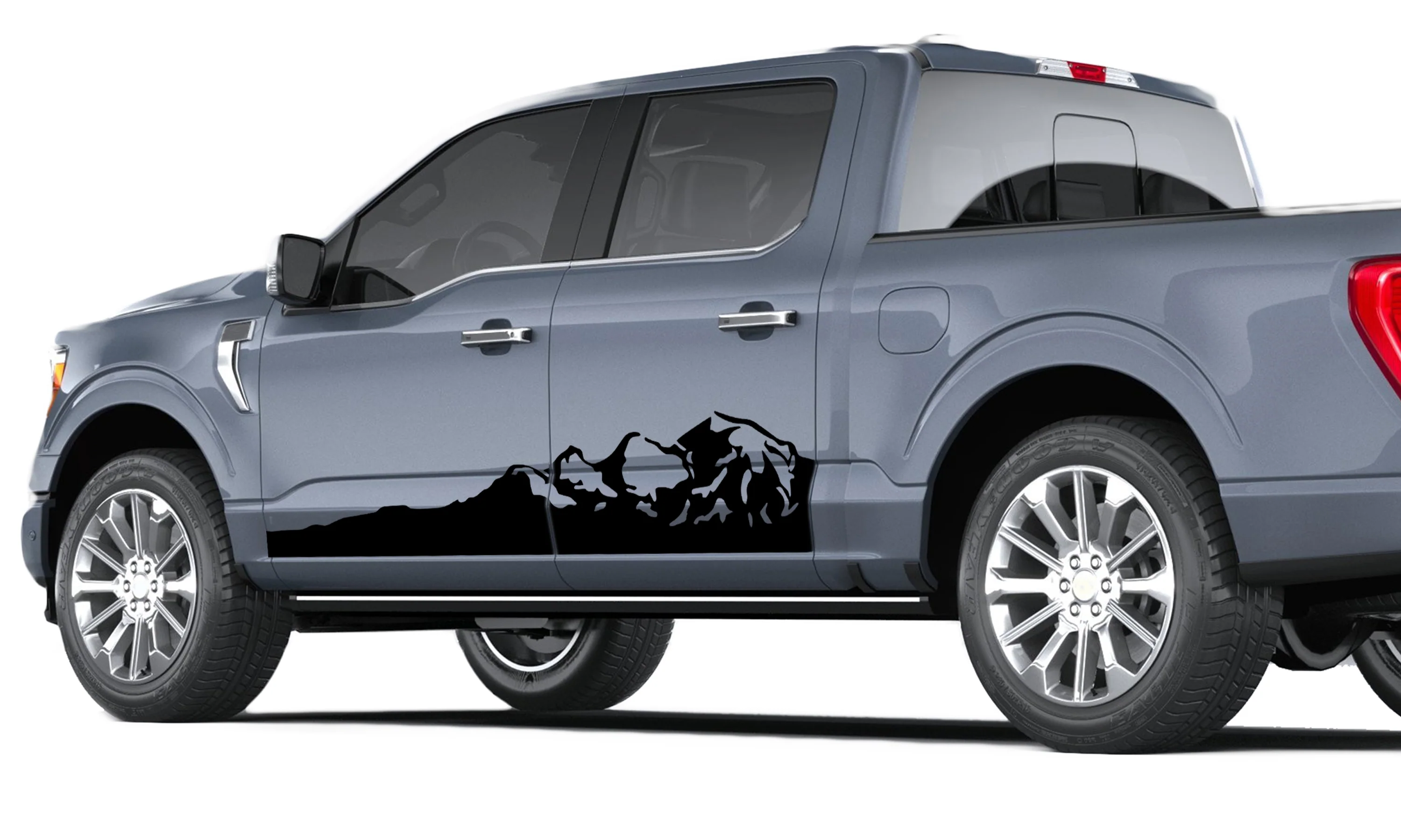 Side View Doors Mountains Graphics Vinyl Decals Compatible with Ford F150