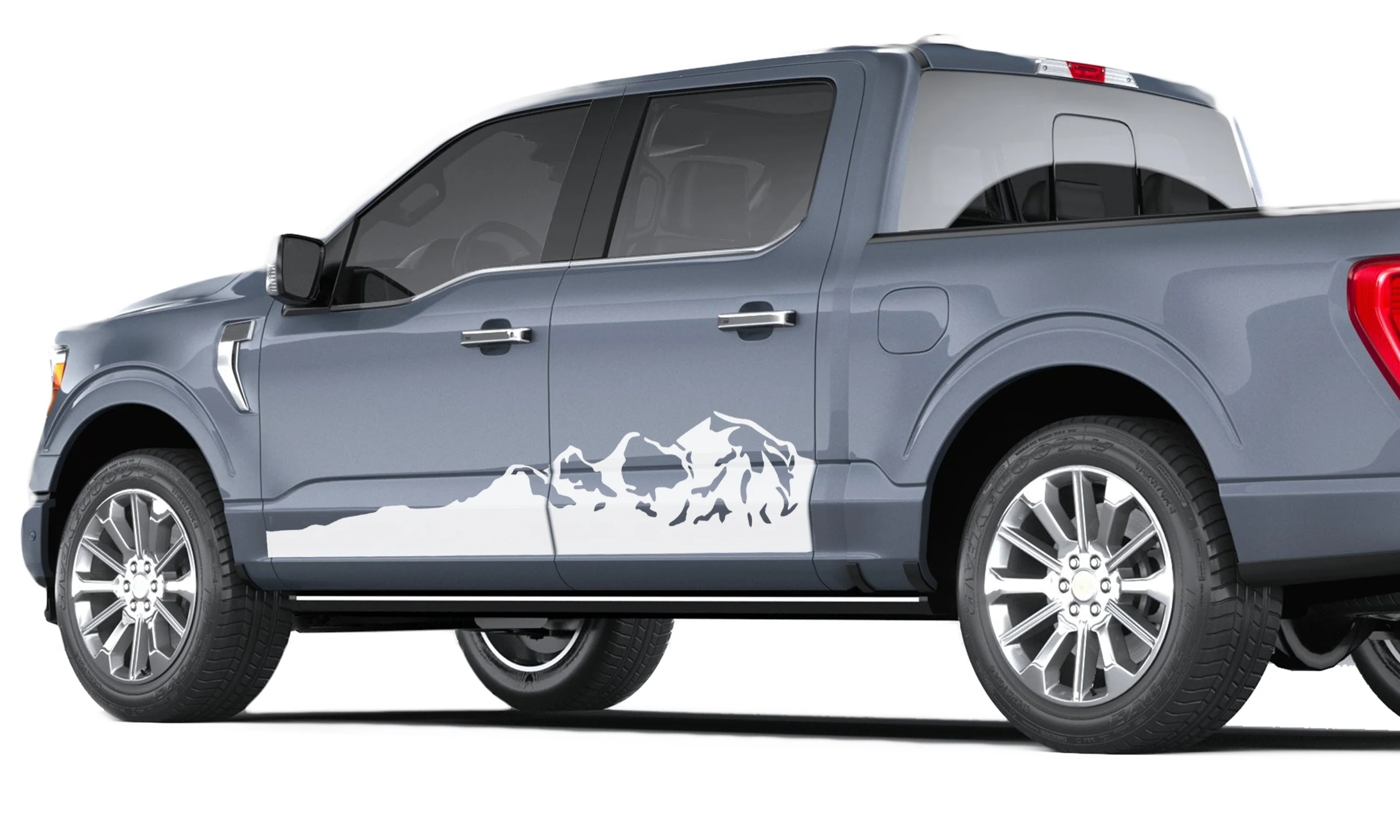 Side View Doors Mountains Graphics Vinyl Decals Compatible with Ford F150 - Image 2