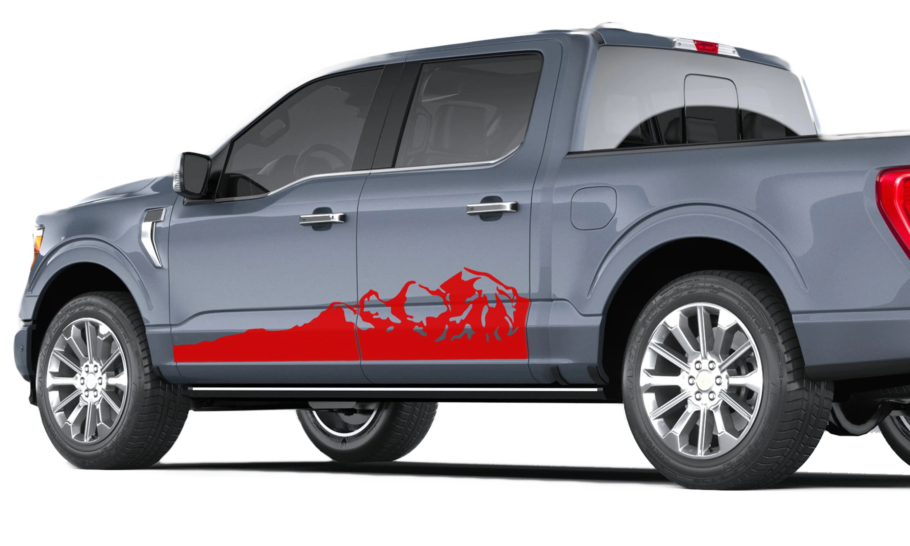 Side View Doors Mountains Graphics Vinyl Decals Compatible with Ford F150 - Image 3