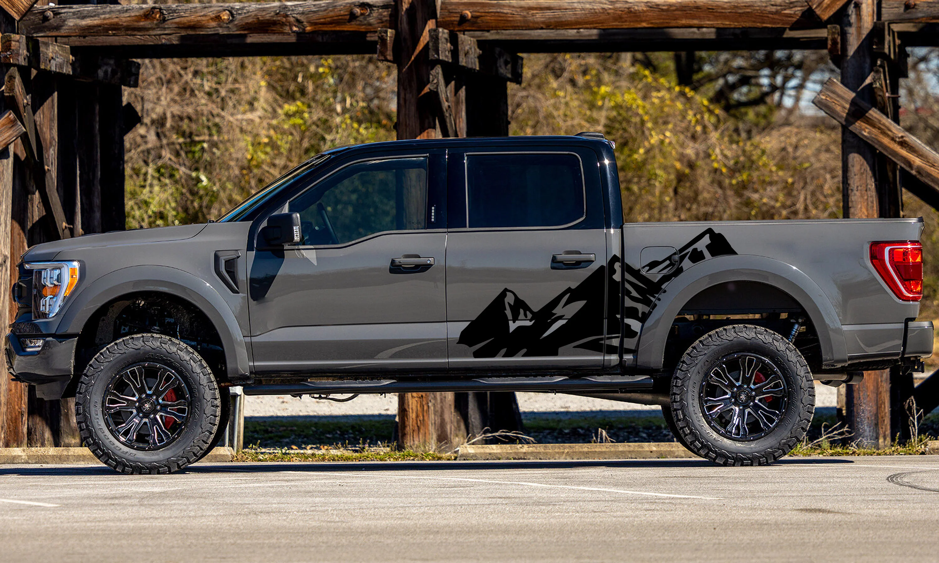 Side View Mountains Graphics Vinyl Decals Compatible with Ford F150 - Image 2