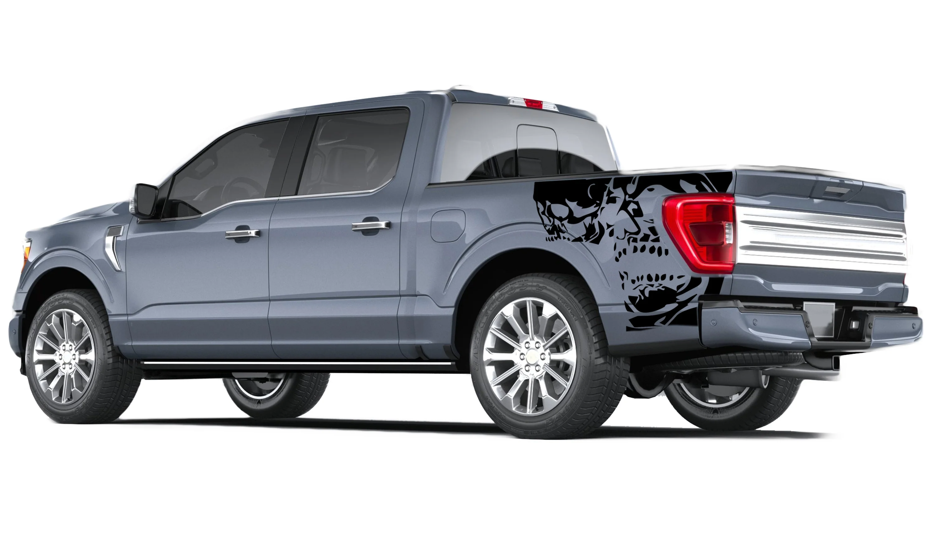 Skulls Bed Side Vinyl Graphics Decals Compatible with Ford F150