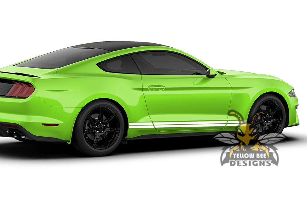 Solid Belt Lines Rocker Stripes Graphics Vinyl Decals Compatible with Ford Mustang - Image 2