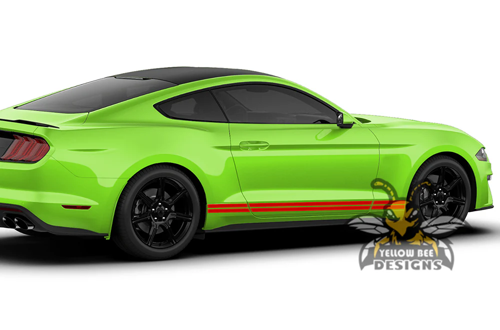 Solid Belt Lines Rocker Stripes Graphics Vinyl Decals Compatible with Ford Mustang - Image 3