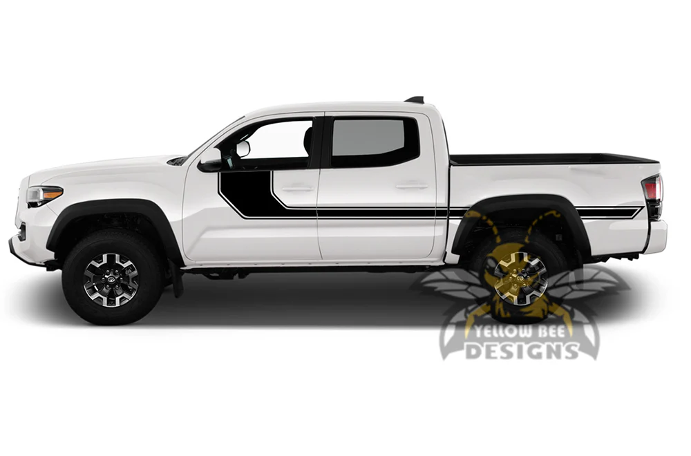 Solid Hockey Stripes Graphics Decals Vinyl Compatible with Toyota Tacoma Double Cab - Image 2