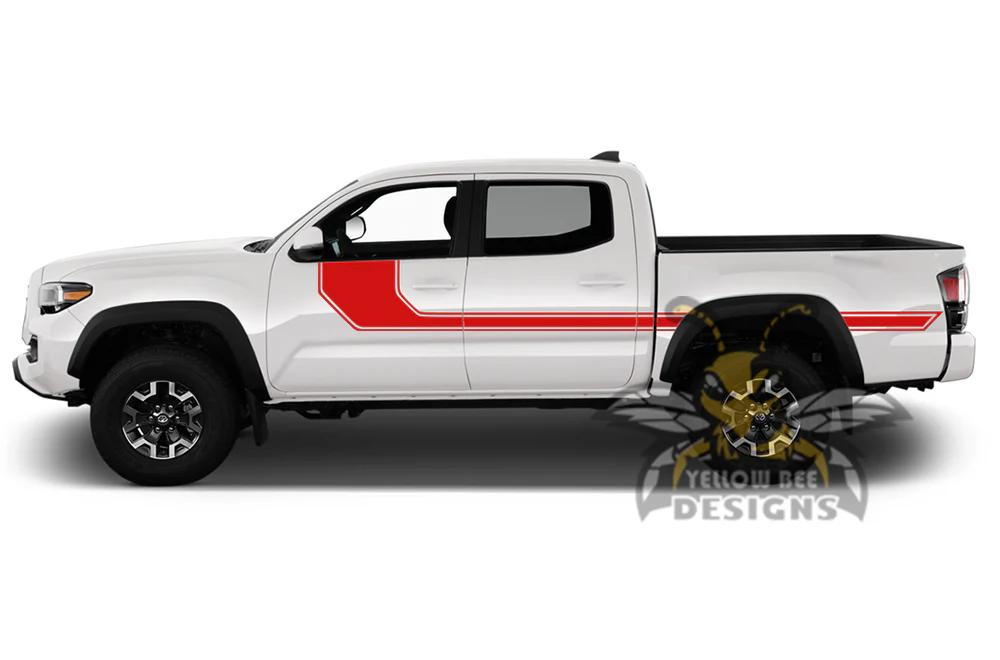 Solid Hockey Stripes Graphics Decals Vinyl Compatible with Toyota Tacoma Double Cab - Image 4