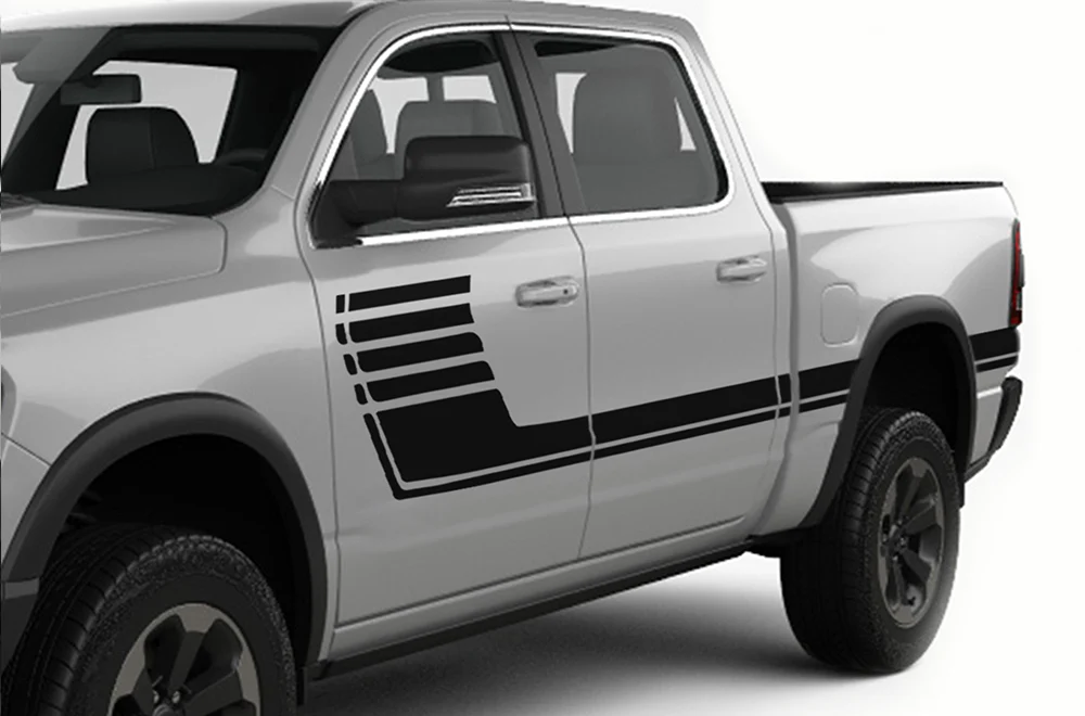 Speed Stripes Graphics Kit Vinyl Decal Compatible with Dodge Ram 1500 Crew Cab