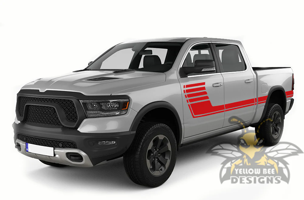Speed Stripes Graphics Kit Vinyl Decal Compatible with Dodge Ram 1500 Crew Cab - Image 3