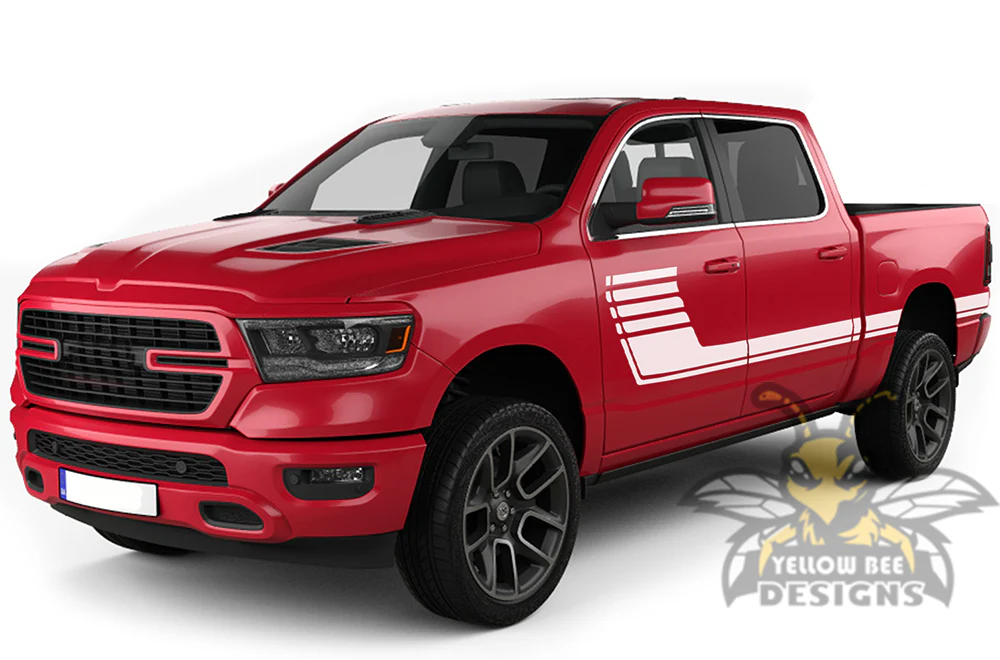 Speed Stripes Graphics Kit Vinyl Decal Compatible with Dodge Ram 1500 Crew Cab - Image 4