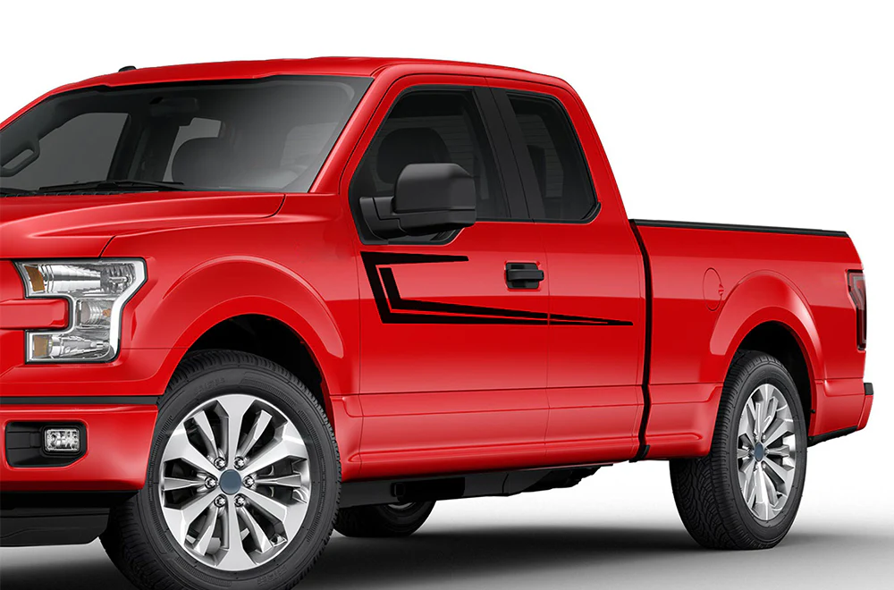 Speed Stripes Graphics Vinyl Decals Compatible with Ford F150 Super Cab 6.5''