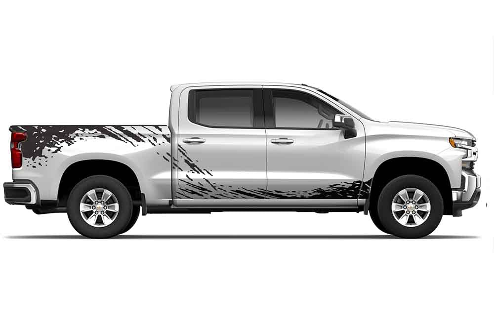 Splash Bed & Rocker Graphics Vinyl Decals Compatible with Chevrolet Silverado 1500 Crew Cab