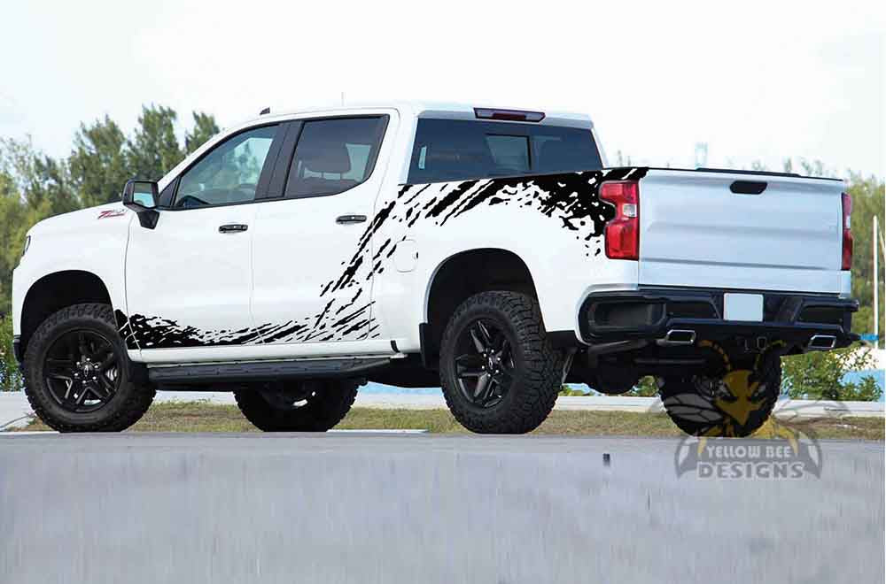 Splash Bed & Rocker Graphics Vinyl Decals Compatible with Chevrolet Silverado 1500 Crew Cab - Image 2