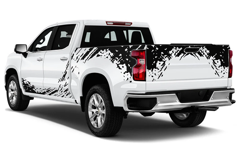 Splash Bed & Rocker & Tailgate Graphics Vinyl Decals Compatible with Chevrolet Silverado 1500 Crew Cab