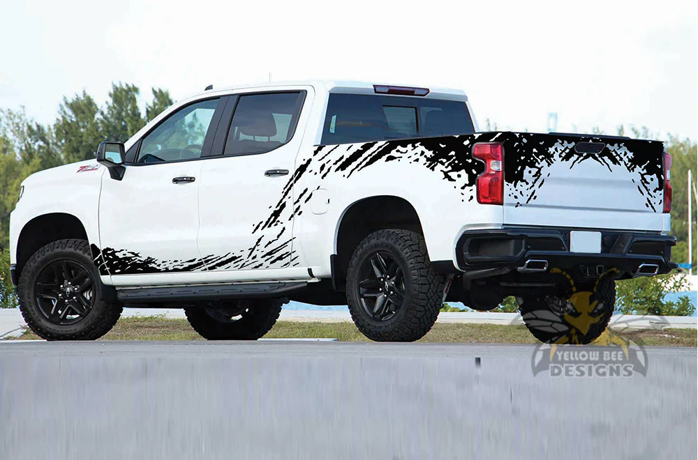 Splash Bed & Rocker & Tailgate Graphics Vinyl Decals Compatible with Chevrolet Silverado 1500 Crew Cab - Image 2