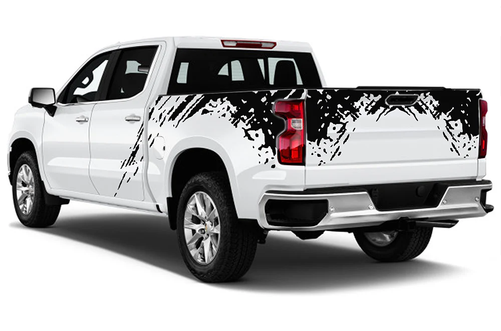 Splash Bed & Tailgate Graphics Vinyl Decals Compatible with Chevrolet Silverado 1500 Crew Cab