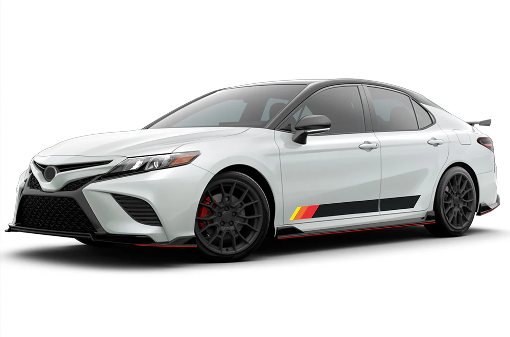 Sport Stripes Red Orange Yellow Graphics Vinyl Compatible decals for Toyota Camry
