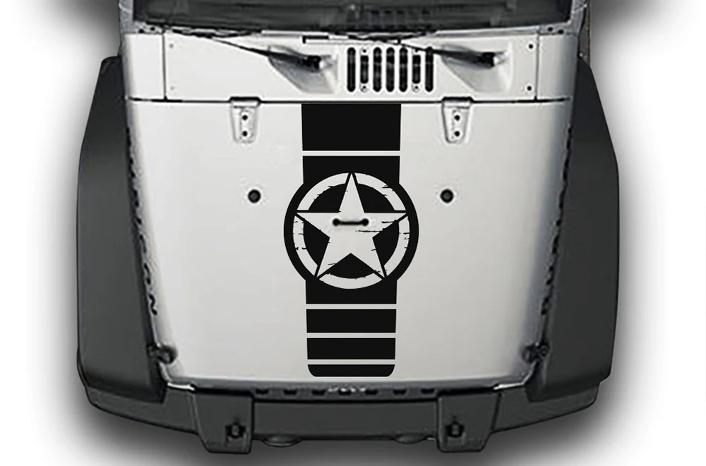 Star Badge Hood Graphics Vinyl Decals Compatible with Jeep JK Wrangler 2007-2018