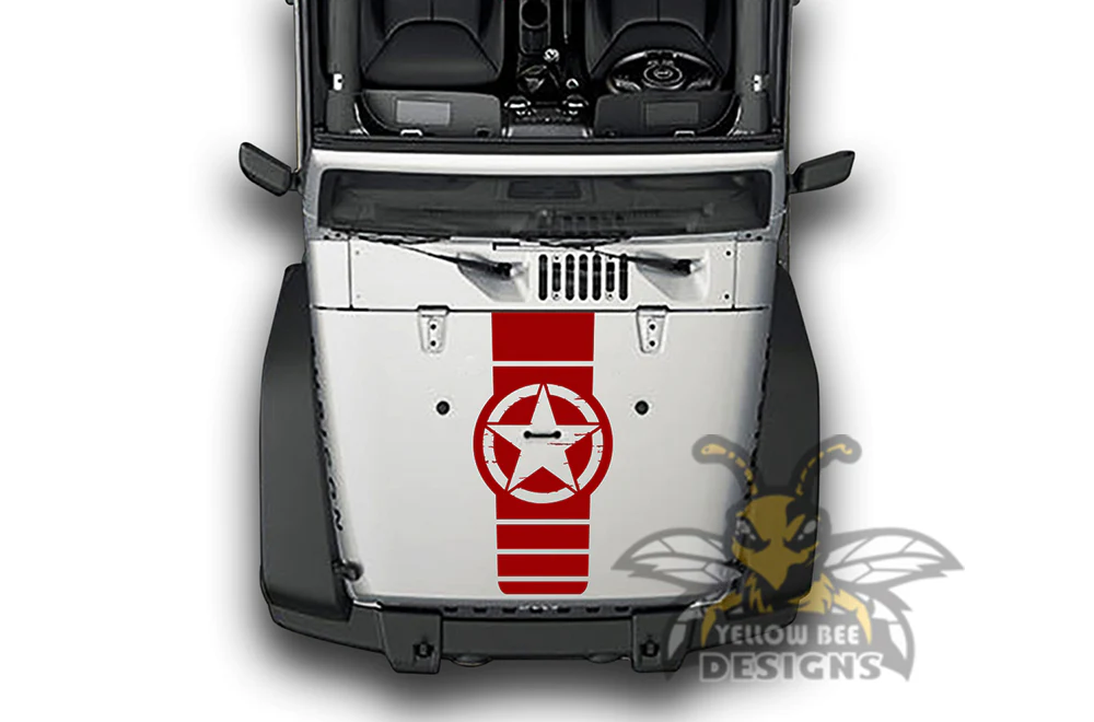 Star Badge Hood Graphics Vinyl Decals Compatible with Jeep Wrangler - Image 3
