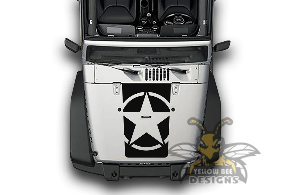 Star Hood Graphics Vinyl Decals Compatible with Jeep JK Wrangler 2007-2018 - Image 2