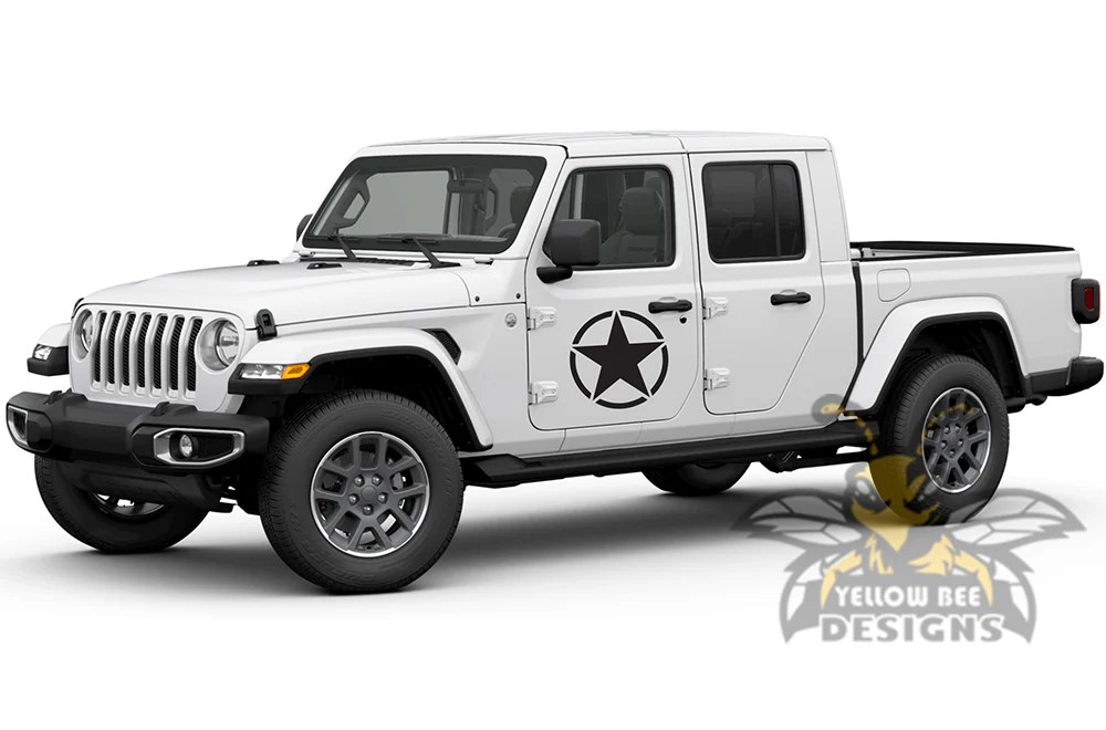 Stars Side Graphics Kit Vinyl Decal Compatible with Jeep JT Gladiator 4 Door - Image 3