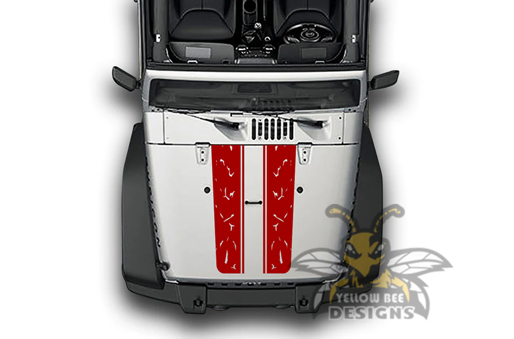 Stripes Hood Graphics Vinyl Decals Compatible with Jeep Wrangler - Image 3